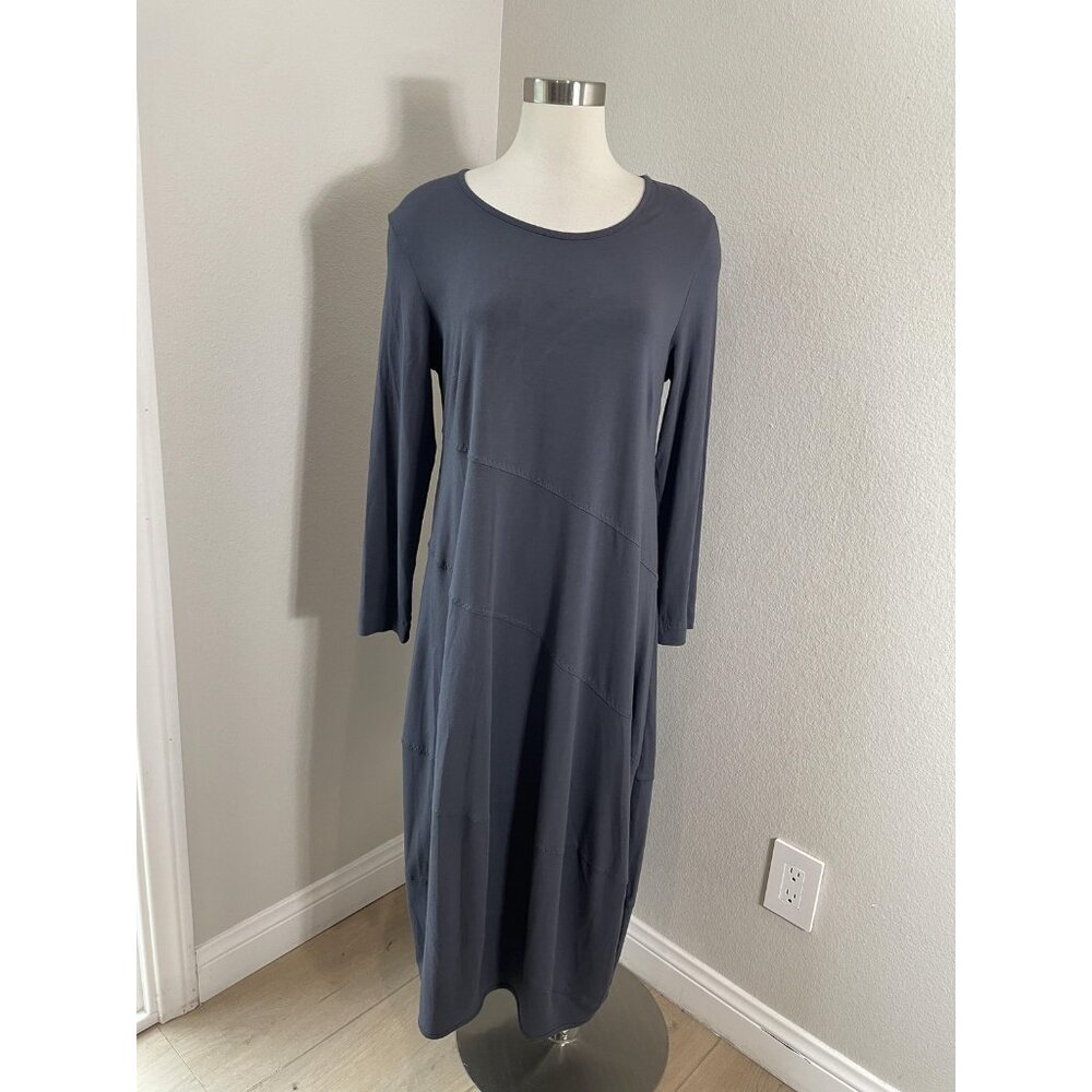OSKA Dress Womens 3 Gray Long Sleeve Jersey Maxi Shift Pockets Lagenlook‎ Travel